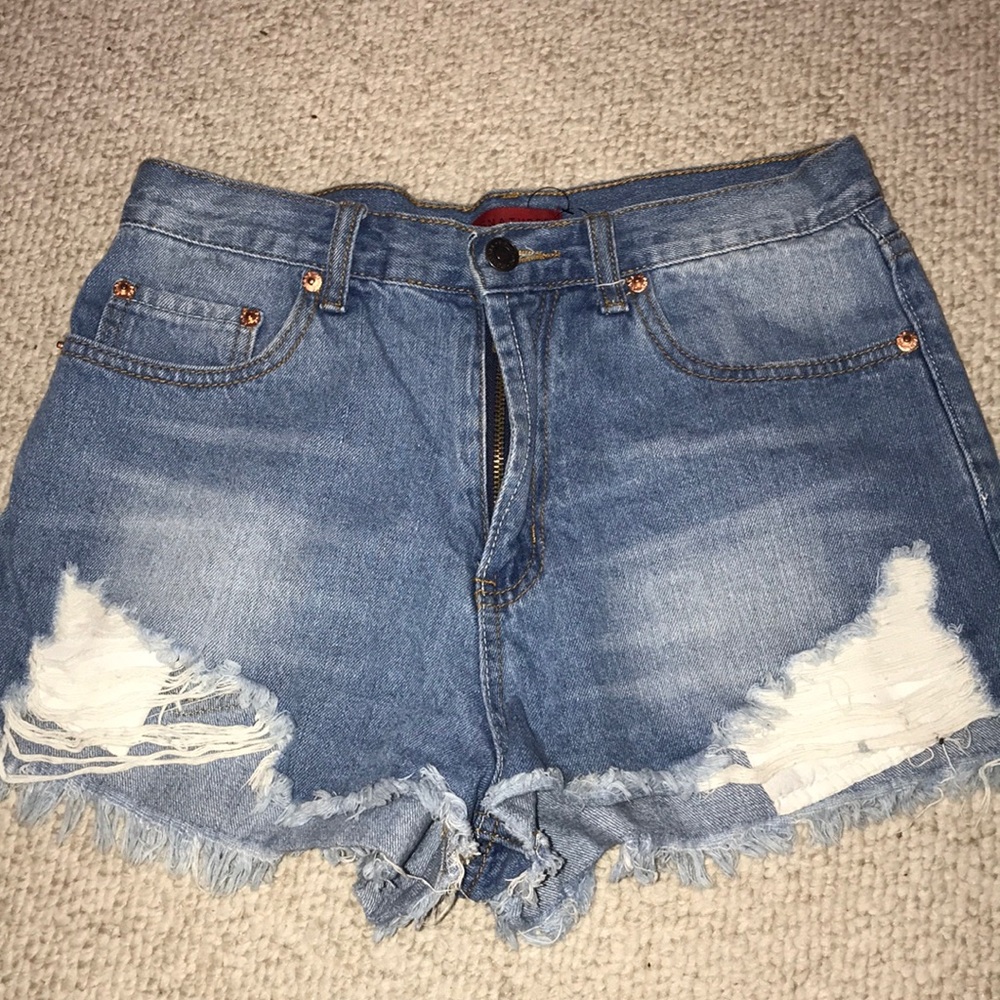 High waisted jean shorts